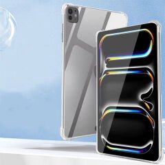 Apple iPad Pro 13 2024 Kılıf Tablet Nitro Anti Shock Darbe Emici Köşe Korumalı Şeffaf Silikon Kapak
