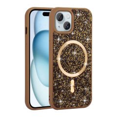 iPhone 15 Plus Kılıf Pırlanta Tasarımlı Kablosuz Şarj Özellikli Mozaik Silikon Kapak