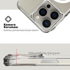 iPhone 15 Pro Max Kapak Magsafe Şarj Özellikli Airbagli Şeffaf İncek Kapak