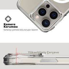 iPhone 15 Pro Kapak Magsafe Şarj Özellikli Airbagli Şeffaf İncek Kapak
