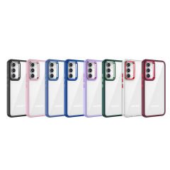 Samsung Galaxy A24 Kılıf Kamera Çıkıntılı Arkası Şeffaf Köşeleri Parlak Renkli Işlemeli Flora Kapak