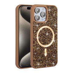 iPhone 15 Pro Max Kılıf Pırlanta Tasarımlı Kablosuz Şarj Özellikli Mozaik Silikon Kapak