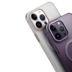 iPhone 14 Pro Max Kılıf Magsafe Şarj Özellikli Buzlu Sert PC Tuval Kapak