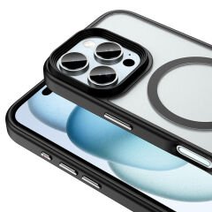 iPhone 16 Pro Kılıf Mat Arka Yüzey Wireless Şarj Özellikli Flet Magsafe Kapak