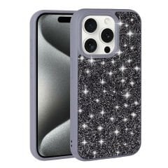 iPhone 15 Pro Kılıf Parlak Taşlı Tasarım Pırlanta Kapak