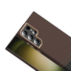 Samsung Galaxy S24 Ultra Kılıf Kablosuz  Şarj Özellikli Karbon Fiber Görünümlü Gros Kapak