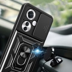 Oppo Reno 11F 5G Kılıf Magnetik Standlı Kamera Korumalı Sürgülü Vega Kapak