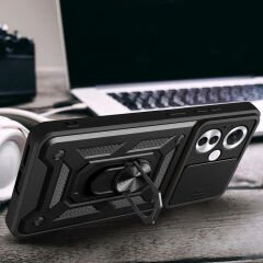 Oppo Reno 11F 5G Kılıf Magnetik Standlı Kamera Korumalı Sürgülü Vega Kapak