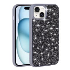 iPhone 15 Plus Kılıf Parlak Taşlı Tasarım Pırlanta Kapak