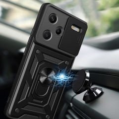 Xiaomi Redmi Note 13 Pro Plus 5G Kılıf Magnetik Standlı Kamera Korumalı Sürgülü Vega Kapak