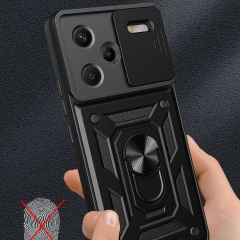 Xiaomi Redmi Note 13 Pro Plus 5G Kılıf Magnetik Standlı Kamera Korumalı Sürgülü Vega Kapak