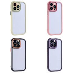 iPhone 15 Pro Max Kılıf Kamera Korumalı Renkli Kenar ve Çerçeve Tasarımlı Vitamin Kapak