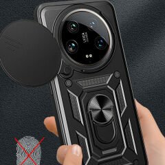 Xiaomi Mi 14 Ultra Kılıf Magnetik Standlı Kamera Korumalı Sürgülü Vega Kapak