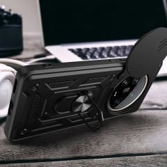 Xiaomi Mi 14 Ultra Kılıf Magnetik Standlı Kamera Korumalı Sürgülü Vega Kapak