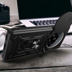 Xiaomi Mi 14 Ultra Kılıf Magnetik Standlı Kamera Korumalı Sürgülü Vega Kapak