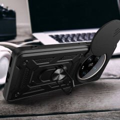 Xiaomi Mi 14 Ultra Kılıf Magnetik Standlı Kamera Korumalı Sürgülü Vega Kapak