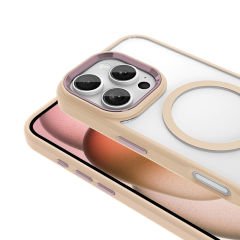 iPhone 16 Pro Max Kılıf Wireless Şarj Özellikli Krom Magsafe Silikon Kapak