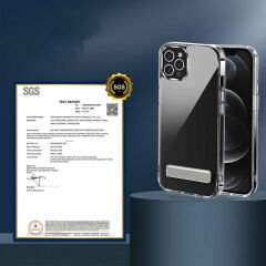 iPhone 14 Pro Kılıf Standlı Şeffaf Silikon L-Stand Kapak
