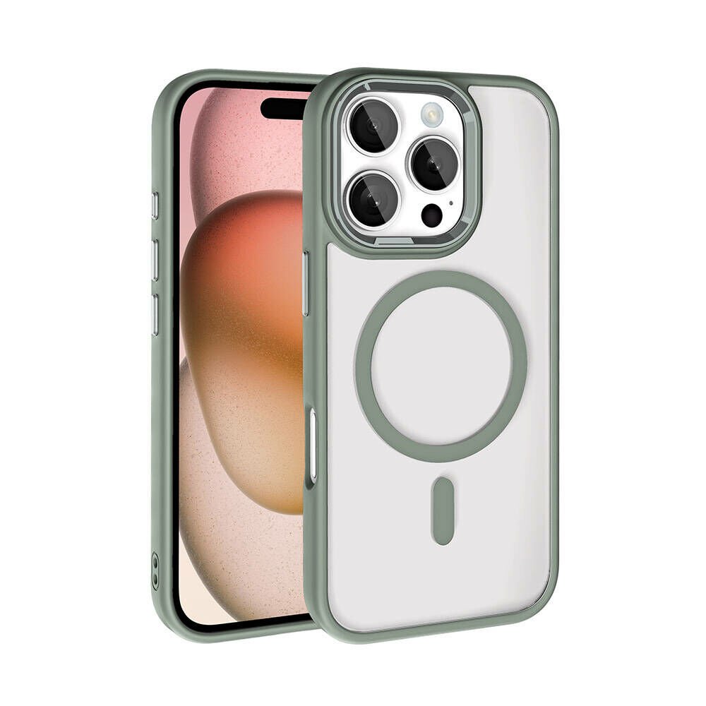 iPhone 16 Pro Kılıf Wireless Şarj Özellikli Krom Magsafe Silikon Kapak