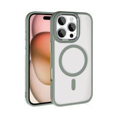 iPhone 16 Pro Kılıf Wireless Şarj Özellikli Krom Magsafe Silikon Kapak