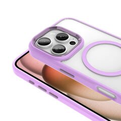 iPhone 16 Pro Kılıf Wireless Şarj Özellikli Krom Magsafe Silikon Kapak