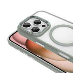 iPhone 16 Pro Kılıf Wireless Şarj Özellikli Krom Magsafe Silikon Kapak