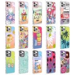 iPhone 14 Pro Kılıf Kamera Korumalı Renkli Desenli Sert Silikon Korn Kapak