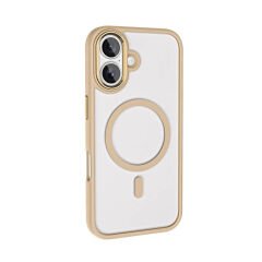 iPhone 16 Plus Kılıf Wireless Şarj Özellikli Krom Magsafe Silikon Kapak