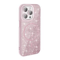 iPhone 15 Pro Max Kılıf Magsafe Şarj Özellikli Parlayan Simli Okso Kapak