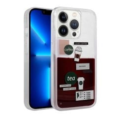 iPhone 14 Pro Max Kılıf Desenli Sıvılı Drink Silikon Kapak