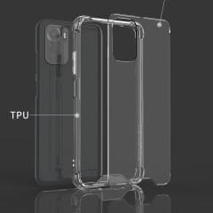 Xiaomi Redmi Note 10S Kılıf Nitro Anti Shock Darbe Emici Köşe Korumalı Şeffaf Silikon Kapak