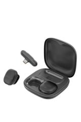 02 Siyah AI Destekli ANC Gürültü Önleyici Şarj Kutulu Kablosuz Yaka Mikrofonu