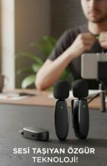 01 Type-C Uyumlu 360° Ses Algılama Özelikli Kablosuz Yaka Mikrofonu