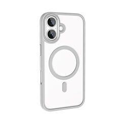 iPhone 16 Kılıf Wireless Şarj Özellikli Krom Magsafe Silikon Kapak