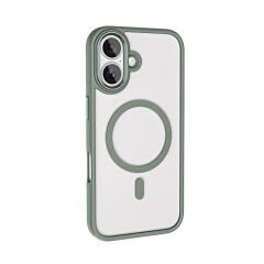 iPhone 16 Kılıf Wireless Şarj Özellikli Krom Magsafe Silikon Kapak