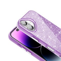 iPhone 16 Kılıf Magsafe Şarj Özellikli Parlayan Simli Okso Kapak