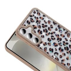 Samsung Galaxy S24 FE Kılıf Taşlı ve Simli Tasarım Azra Kapak