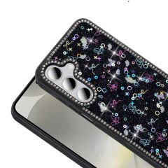 Samsung Galaxy S24 FE Kılıf Taşlı ve Simli Tasarım Azra Kapak