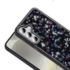 Samsung Galaxy S24 FE Kılıf Taşlı ve Simli Tasarım Azra Kapak