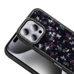 iPhone 16 Pro Kılıf Taşlı ve Simli Tasarım Azra Kapak