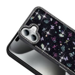 iPhone 16 Plus Kılıf Taşlı ve Simli Tasarım Azra Kapak