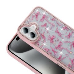 iPhone 16 Plus Kılıf Taşlı ve Simli Tasarım Azra Kapak