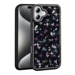 iPhone 16 Kılıf Taşlı ve Simli Tasarım Azra Kapak