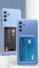 Samsung Galaxy A14 Kılıf Kartlıklı Şeffaf Setra Clear Silikon Kapak Kılıf
