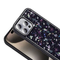 iPhone 15 Pro Max Kılıf Taşlı ve Simli Tasarım Azra Kapak