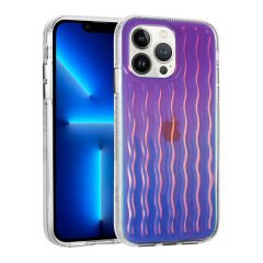 iPhone 14 Pro Max Kılıf Kabartmalı Dalga Tasarımlı Silikon  İsmira Kapak