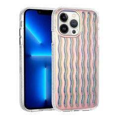 iPhone 14 Pro Max Kılıf Kabartmalı Dalga Tasarımlı Silikon  İsmira Kapak