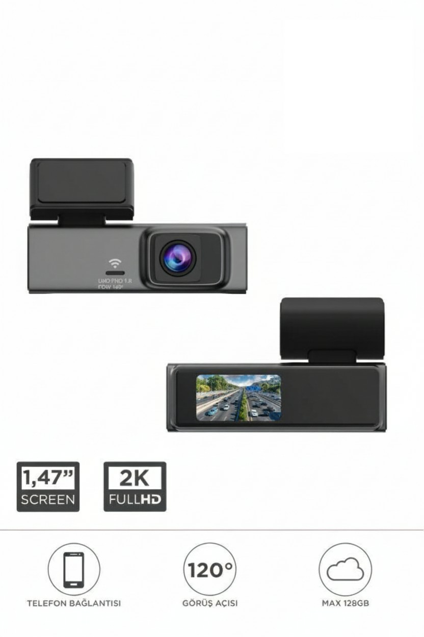 S7/7147 Siyah 1080P Wifi Araç içi 1.47 İnç Ön Araç Kamerası