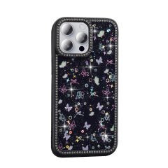 iPhone 15 Pro Kılıf Taşlı ve Simli Tasarım Azra Kapak
