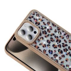 iPhone 15 Pro Kılıf Taşlı ve Simli Tasarım Azra Kapak